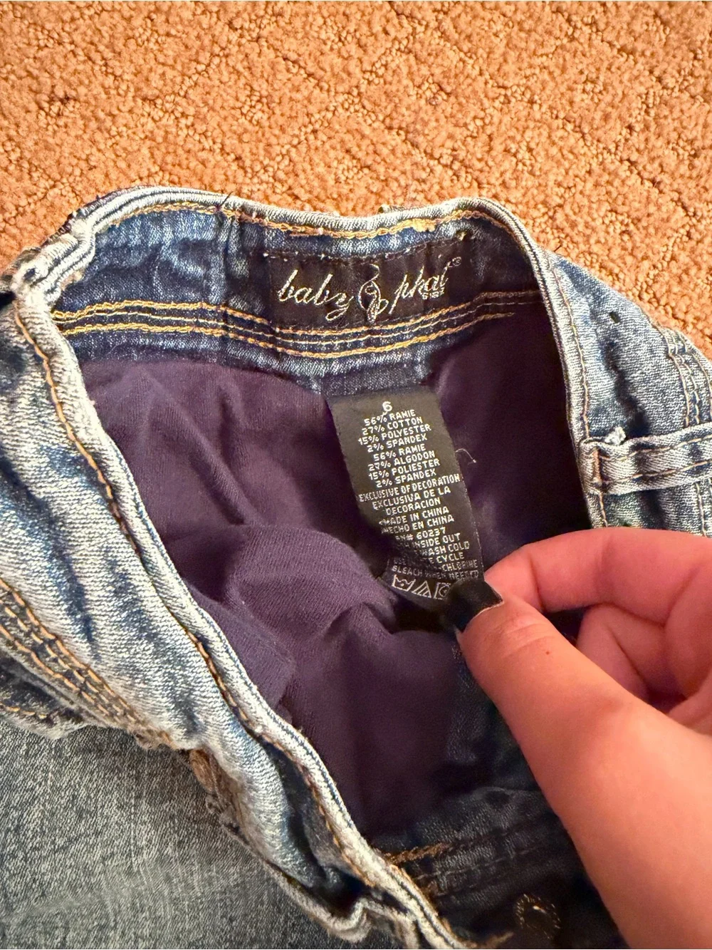 Y2K Baby Phat Denim Skirt Cat Logo Girls Size 6 Blue Jean Mini